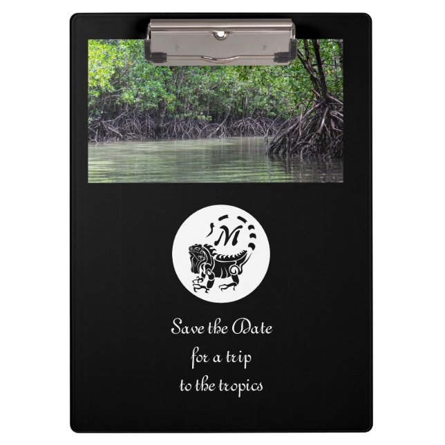 Wild Iguana Silhouette Monogram Foto Klemmbrett (Vorderseite)