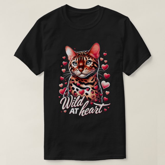 Wild im Herzen - Bengalisches Cat Liebe T-Shirt (Design vorne)