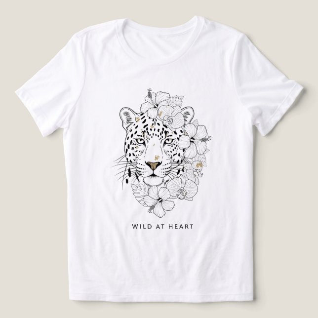 Wild im Herzen - Eleganter Leopard und Blumenstrau Tri-Blend Shirt (Design Vorderseite)