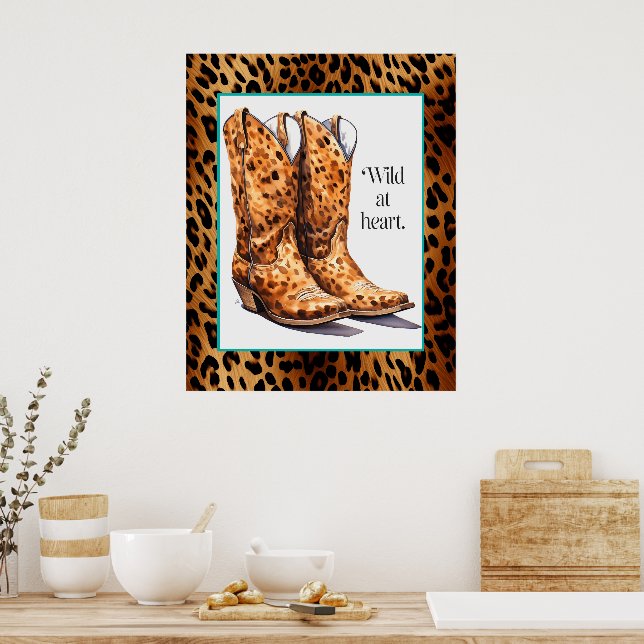 Wild im Herzen - Gepard Cowgirl Boots Poster Art (Küche)