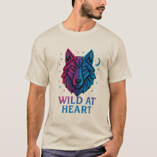Wild im Herzen von Neon Wolf - Geometrische Tierku T-Shirt