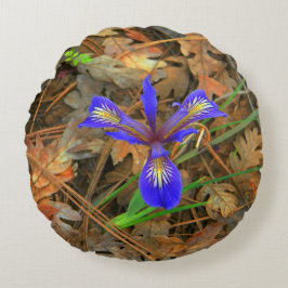 Wild Iris blüht.... Rundes Kissen