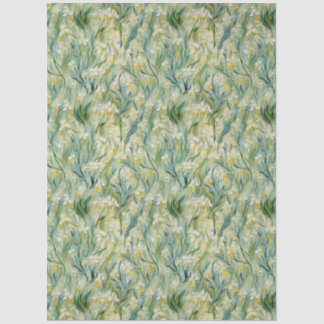 Wild Iris Ivory Green Yellow Tissue Paper Seidenpapier