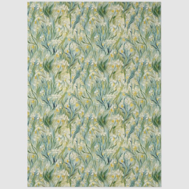 Wild Iris Ivory Green Yellow Tissue Paper Seidenpapier (Vorderseite)