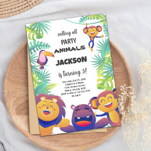 Wild Jungle Animal Party Theme for Kids Einladung