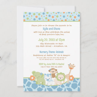 Wild Jungle Animals Baby Boy Shower Invitation Einladung