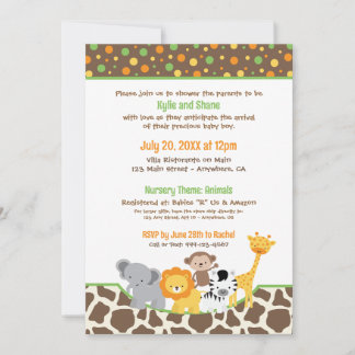 Wild Jungle Animals Baby Shower Invitation Einladung