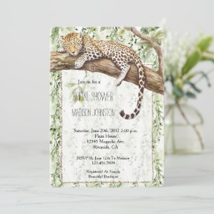 Wild Jungle Green Ivy Leopard Brautparty Einladung