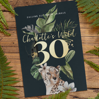 Wild Jungle Leopard 30. Geburtstag Party Folieneinladung