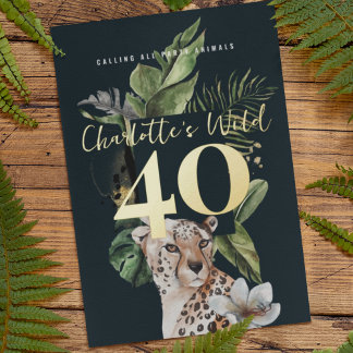 Wild Jungle Leopard 40. Geburtstags-Party Folieneinladung