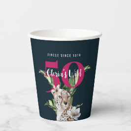 Wild Jungle Leopard Pink 50. Geburtstag Funny Pappbecher