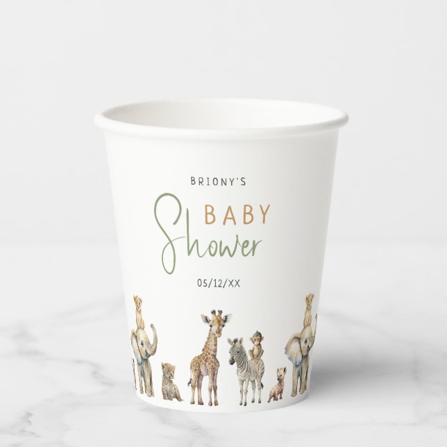 Wild Jungle Safari Animals Baby Dusche Pappbecher (Vorderseite)