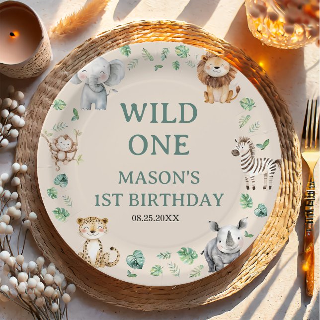 Wild Jungle Safari Animals Birthday Pappteller (Von Creator hochgeladen)
