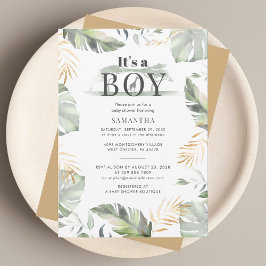 Wild Jungle Safari Botanical Boy Baby Dusche Einladung