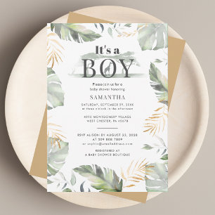Wild Jungle Safari Botanical Boy Baby Dusche Einladung