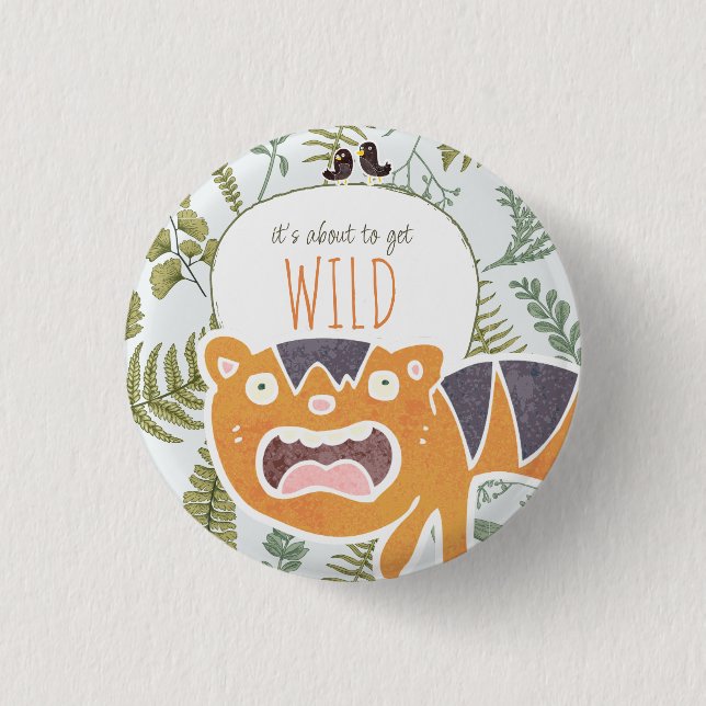 Wild Jungle Safari Tiere Botanische Babydusche Button (Vorderseite)