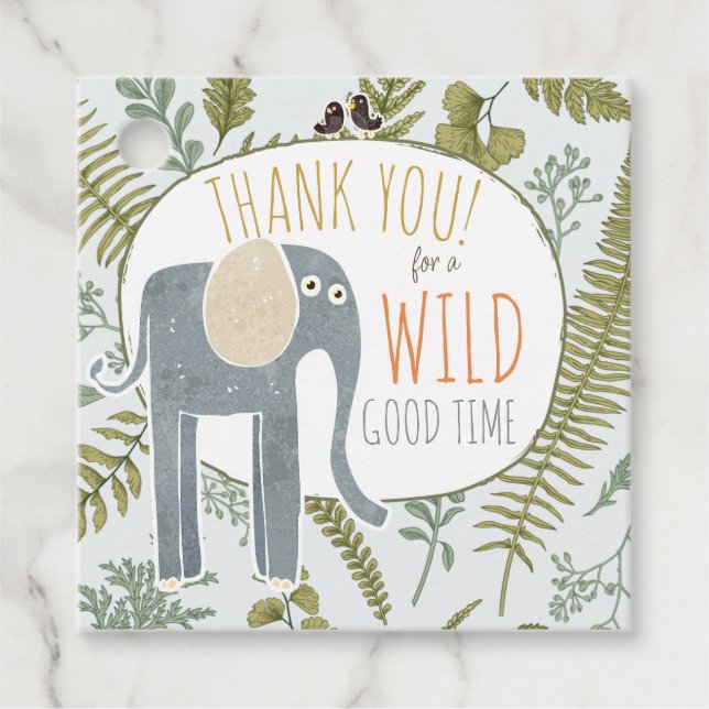 Wild Jungle Safari Tiere Botanische Babydusche Geschenkanhänger (Vorderseite)