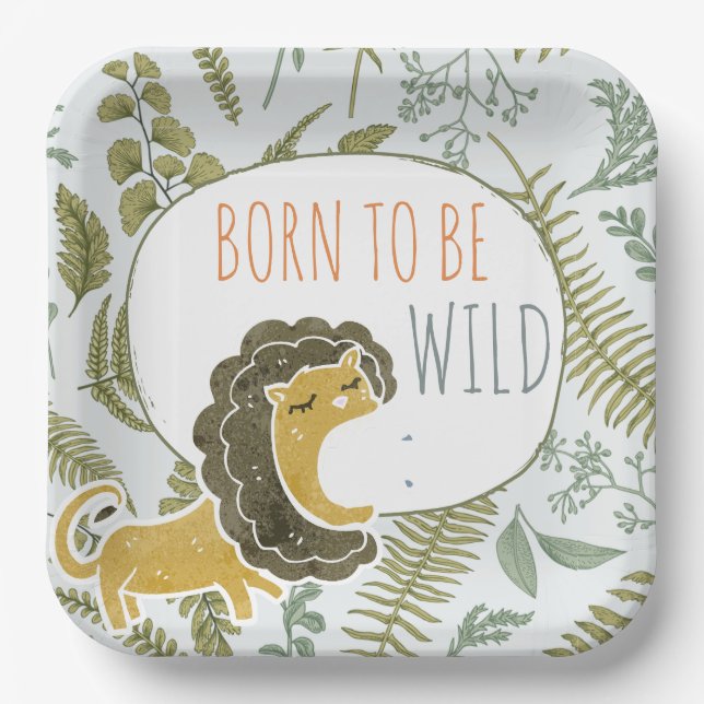 Wild Jungle Safari Tiere Botanische Babydusche Pappteller (Vorderseite)