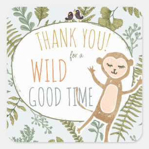 Wild Jungle Safari Tiere Botanische Babydusche Quadratischer Aufkleber