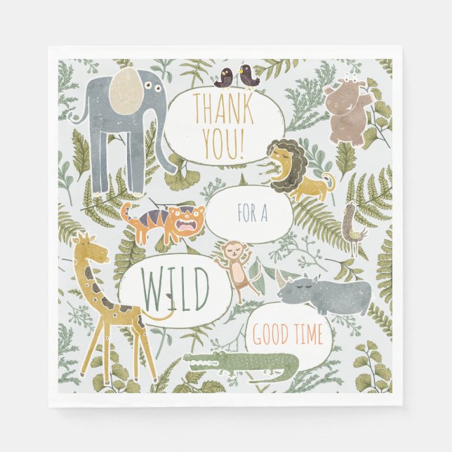 Wild Jungle Safari Tiere Botanische Babydusche Serviette (Vorderseite)