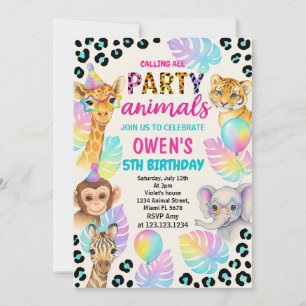 Wild-Jungle-Thema für Jungen und Mädchen Einladung