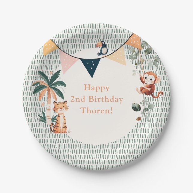 Wild Jungle Theme Birthday Party Pappteller (Vorderseite)