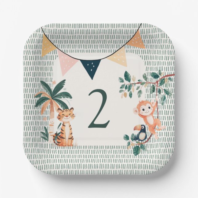 Wild Jungle Theme Birthday Party Pappteller (Vorderseite)