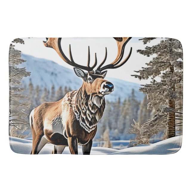Wild kanadisches Reindeer-Design Badematte (Vorderseite)