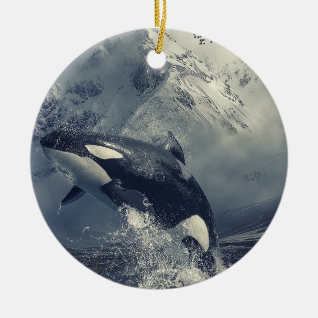 Wild Killer Whale Jumping Keramik Ornament (Vorne)