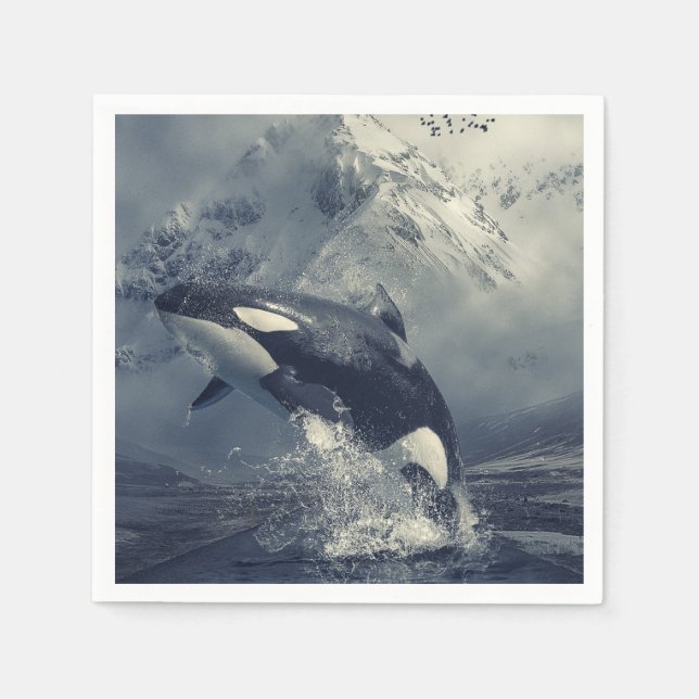 Wild Killer Whale Jumping Serviette (Vorderseite)