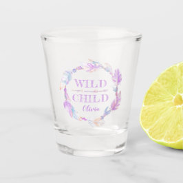 Wild kinderfarbene Aquarellkunst lila Brauch Schnapsglas