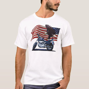Wild & kostenlos - Patriotischer Adler, Motorrad u T-Shirt
