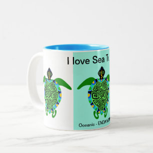 wild lebende Tiere I Liebe See TURTLES - Erhaltung Zweifarbige Tasse