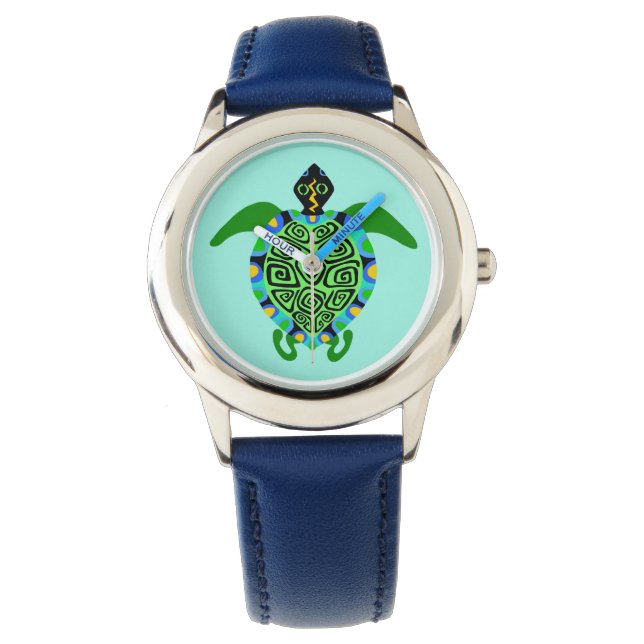 wild lebende Tiere - See TURTLE - Natur- Aqua - Armbanduhr (Vorderseite)