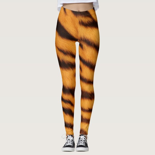 Wild & lebhaft Orange Tiger Streifen Leggings (Vorderseite)