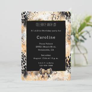Wild Leopard Bow Animal Print Geburtstag Einladung