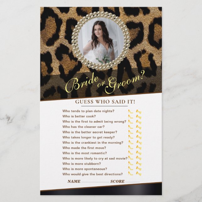 Wild Leopard Brautparty Game (Vorderseite)