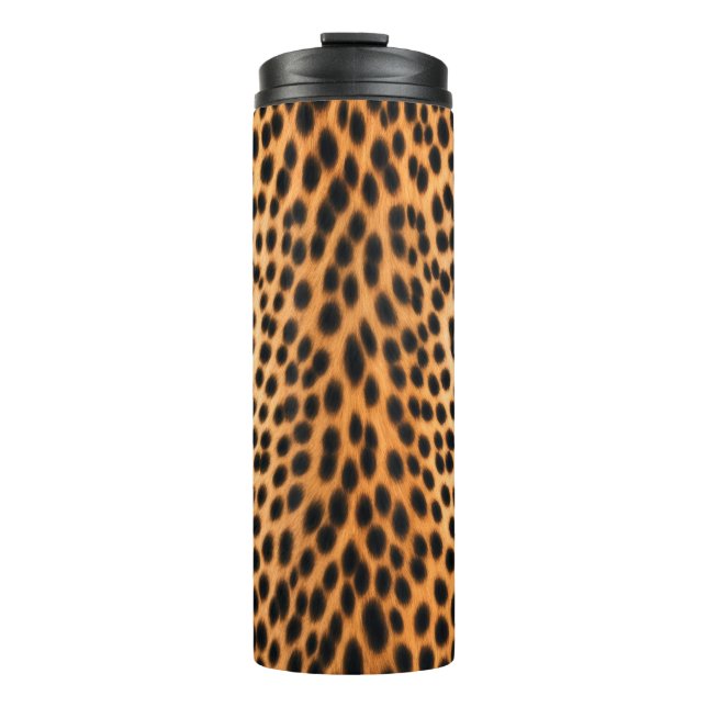Wild Leopard Energy – Bold Animal Print Fashion Thermosbecher (Vorderseite)