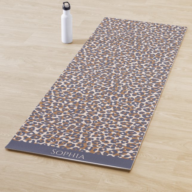 Wild Leopard Print Blue and Brown- Yoga Mat Yogamatte (Beispiel)