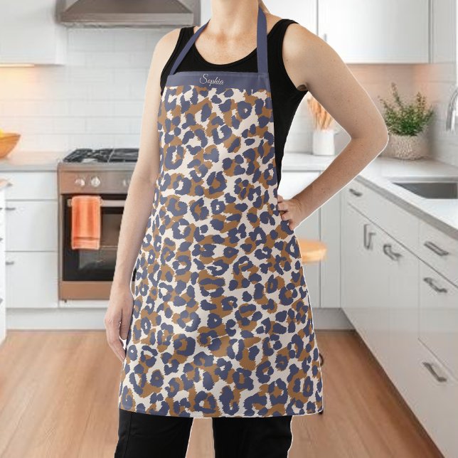 Wild Leopard Print Blue und Brown- Schürze (Leopard Print-Blue and Brown- Apron )