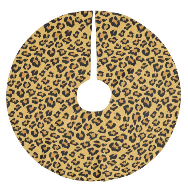 Wild Leopard Print Imitats für Safari Muster Polyester Weihnachtsbaumdecke (Vorderseite)