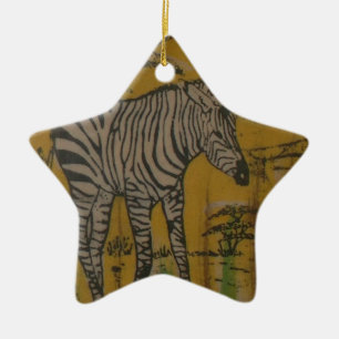 Wild Life Kenya African Safari Zebra.png Keramik Ornament