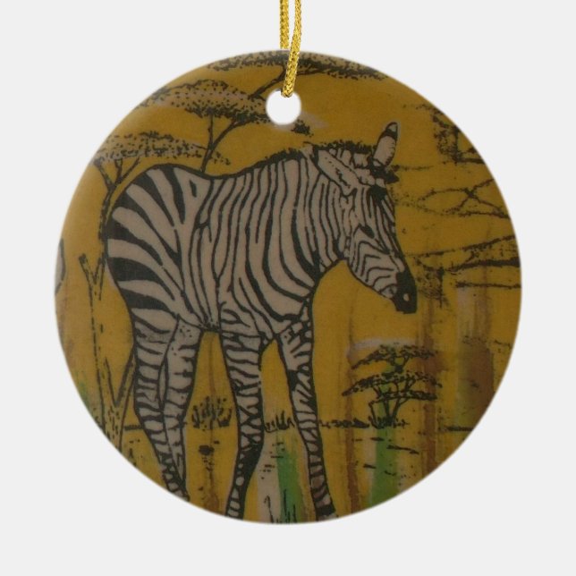 Wild Life Kenya African Safari Zebra.png Keramik Ornament (Vorne)