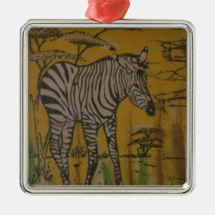 Wild Life Kenya African Safari Zebra.png Silbernes Ornament