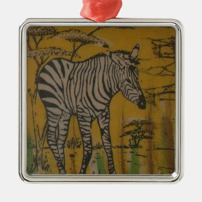 Wild Life Kenya African Safari Zebra.png Silbernes Ornament (Vorne)