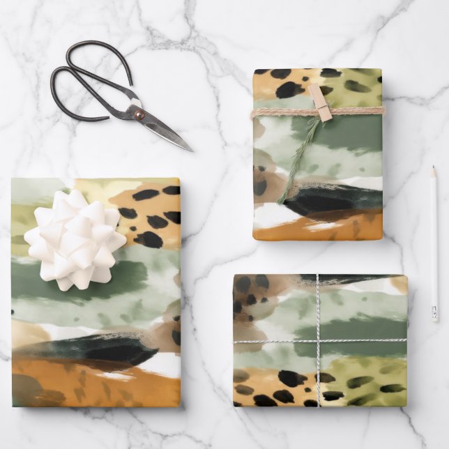 Wild Life Safari Fur Print Textures Exotic Dschung Geschenkpapier Set (Vorderseite)