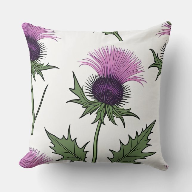 Wild Lila Thistle Kissen (Vorderseite)