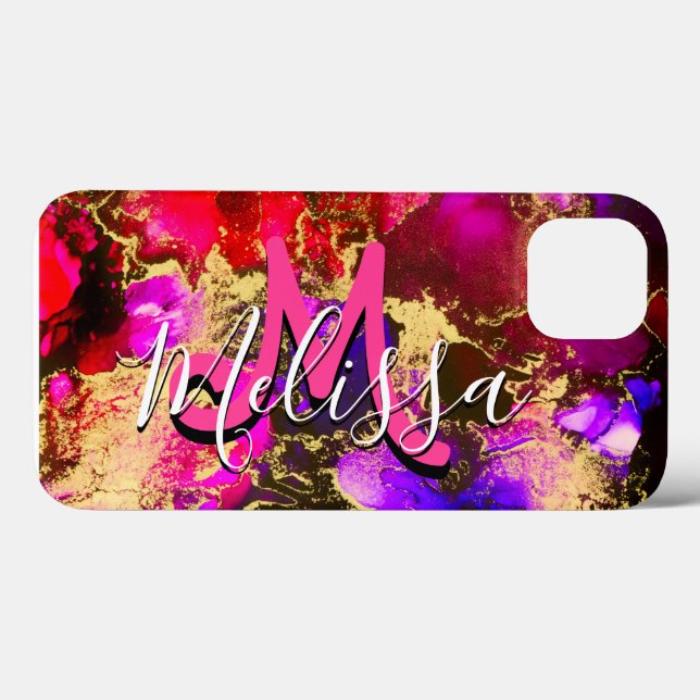 Wild Lila und Fuscia Alkohol Tinte Case-Mate iPhone Hülle (Rückseite (Horizontal))