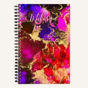 Wild Lila und Fuscia Alkohol Tinte Notizbuch