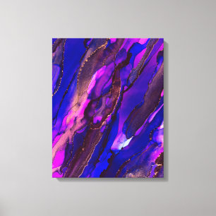 Wild Lila und goldfarbene Alkoholtinte Leinwanddruck